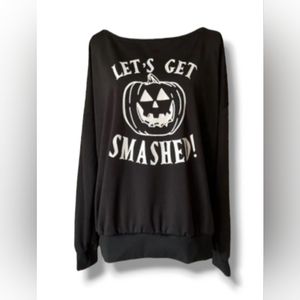 Women's sweatshirt, black color, halloween, ( Let's Get Smashed! ),NWT